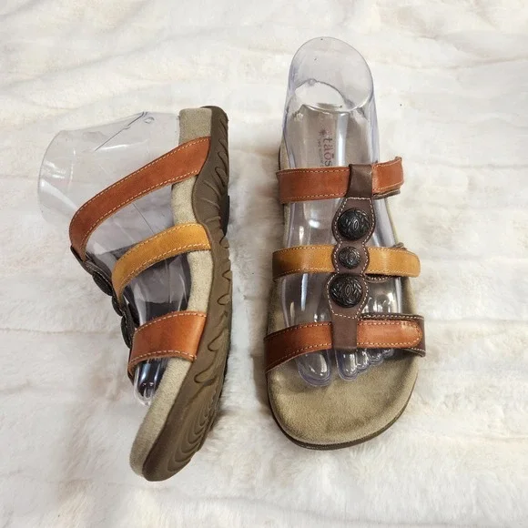 Taos Ramy Willow Leather Sandals Womens 8 EU 39 Brown Red Casual Slide Shoe - Picture 2 of 14